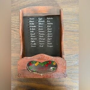 Vintage Wooden Kitchen Grocery Reminder Board – Wall Mount Organizer – Retro